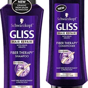 Schwarzkopf Gliss Hair Repair - Fiber Therapy For Extremely Damaged Hair - Shampoo & Conditioner Set - Net Wt. 13.6 FL OZ (400 mL) Per Bottle - One Set