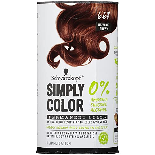 Schwarzkopf Simply Color Permanent Hair Color, 6.68 Hazelnut Brown