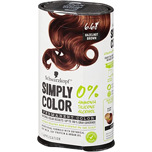 Schwarzkopf Simply Color Permanent Hair Color, 6.68 Hazelnut Brown