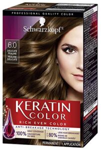 schwarzkopf keratin color permanent hair color cream, 6.0 delicate praline
