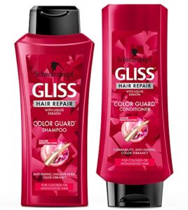 gliss hair repair color guard set with shampoo and conditioner for colored or highlighted hair, 13.6 fl oz (pack of 2)