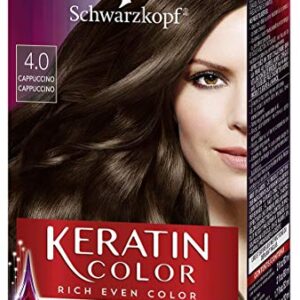 Schwarzkopf Keratin Color Permanent Hair Color Cream, 4.0 Cappuccino, 1 Count