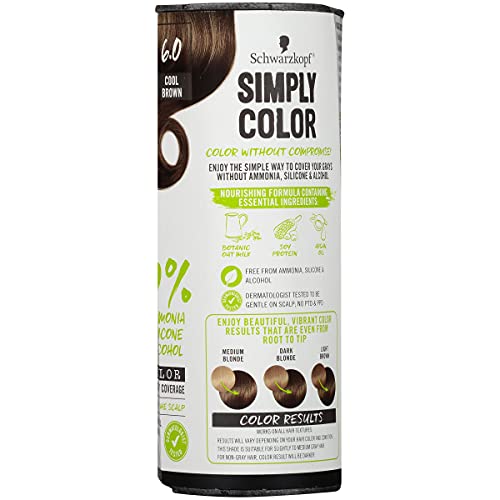 Schwarzkopf Simply Color Permanent Hair Color, 6.0 Cool Brown