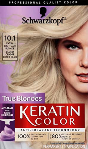 Schwarzkopf Keratin Color Permanent Hair Color Cream, 10.1 Extra Light Ash Blonde, 1 Kit