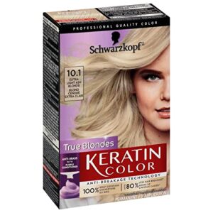 Schwarzkopf Keratin Color Permanent Hair Color Cream, 10.1 Extra Light Ash Blonde, 1 Kit