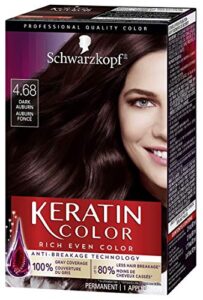 schwarzkopf keratin color permanent hair color cream, 4.68 dark auburn, 1 kit