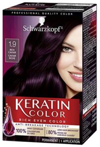 schwarzkopf keratin color permanent hair color cream, 1.9 rich caviar