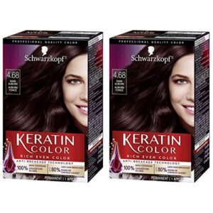 schwarzkopf keratin color permanent hair color cream, dark auburn, 7 piece set (pack of 2)
