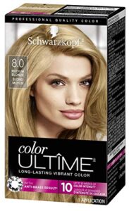 schwarzkopf color ultime iconic blondes, 8.0 medium blonde, pack of 1 application.