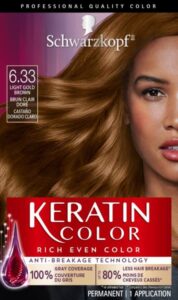 schwarzkopf keratin color permanent hair color cream, 6.33 light golden brown