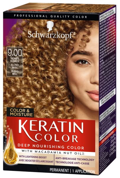 Schwarzkopf Keratin Color, Color & Moisture Permanent Hair Color Cream, 9.0 Honey Blonde