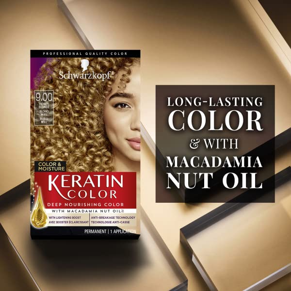 Schwarzkopf Keratin Color, Color & Moisture Permanent Hair Color Cream, 9.0 Honey Blonde