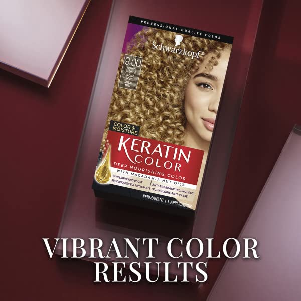 Schwarzkopf Keratin Color, Color & Moisture Permanent Hair Color Cream, 9.0 Honey Blonde