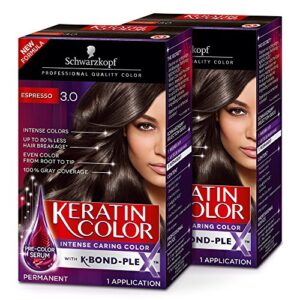 schwarzkopf keratin color permanent hair color cream, 3.0 espresso (pack of 2)