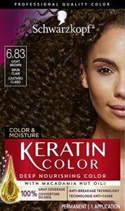schwarzkopf keratin color, color & moisture permanent hair color cream, 6.83 light brown