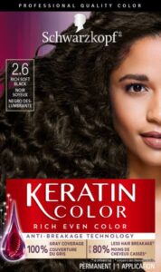 schwarzkopf keratin color permanent hair color cream, 2.6 rich black