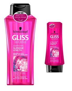 schwarzkopf gliss supreme length shampoo 400ml + conditioner 200ml set for long hair