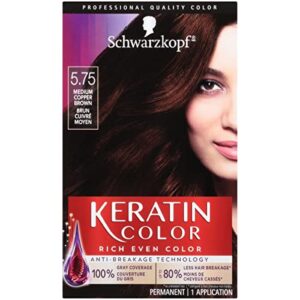schwarzkopf keratin color permanent hair color cream, 5.75 medium copper brown, 5.75 medium copper brown, 1 count