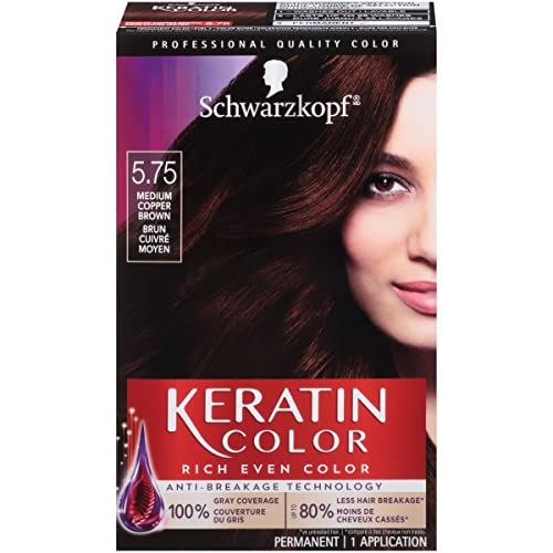 Schwarzkopf Keratin Color Permanent Hair Color Cream, 5.75 Medium Copper Brown, 5.75 Medium Copper Brown, 1 Count