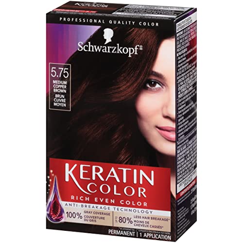 Schwarzkopf Keratin Color Permanent Hair Color Cream, 5.75 Medium Copper Brown, 5.75 Medium Copper Brown, 1 Count