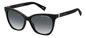 marc jacobs women’s marc 336/s cat eye sunglasses, black/gray shaded, 56mm, 16mm
