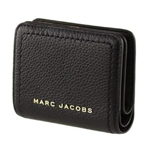 Marc Jacobs S101L01SP21 Black With Gold Hardware Top Stitched Compact Zip Women's Leather Wallet
