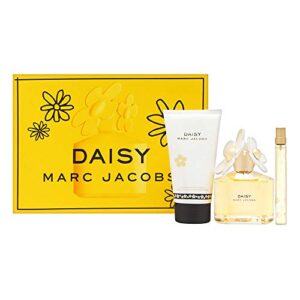 marc jacobs daisy by marc jacobs for women 3piece set includes: 3.4 oz eau de toilette spray + 5.1 oz luminous body lotion + 0.33 oz eau de toilette rollerball pen