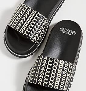 Marc Jacobs Women's THE MONOGRAM SLIDE, Black/White, 8 Medium US