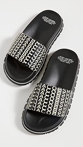 Marc Jacobs Women's THE MONOGRAM SLIDE, Black/White, 8 Medium US