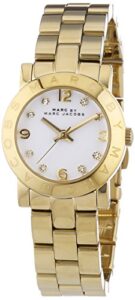 marc by marc jacobs women’s mbm3057 mini amy gold-tone stainless steel watch with link bracelet