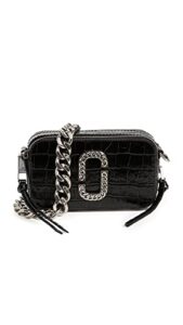 marc jacobs women’s snapshot croc embossed camera bag, black, one size