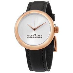 marc jacobs women’s the round watch 32mm, black/rose gold, one size
