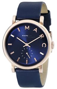 marc by marc jacobs women’s mbm1329 baker stainless steel watch with blue leather band