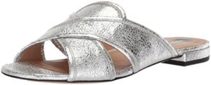 marc jacobs women’s aurora flat sandal slide, silver, 36 m eu (6 us)
