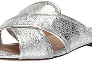 Marc Jacobs Women's AURORA FLAT SANDAL Slide, silver, 36 M EU (6 US)