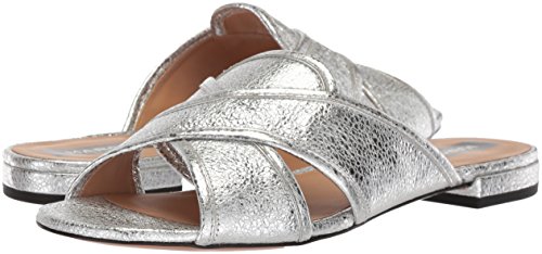 Marc Jacobs Women's AURORA FLAT SANDAL Slide, silver, 36 M EU (6 US)