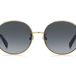 Marc Jacobs Women's Marc 497/G/S Oval Sunglasses, Gold/Gray Shaded, 56mm, 17mm