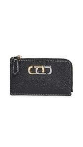 marc jacobs women’s small top zip wallet, black, one size