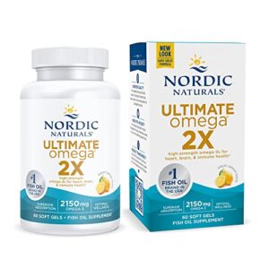 nordic naturals ultimate omega 2x, lemon flavor – 60 soft gels – 2150 mg omega-3 – high-potency omega-3 fish oil with epa & dha – promotes brain & heart health – non-gmo – 30 servings