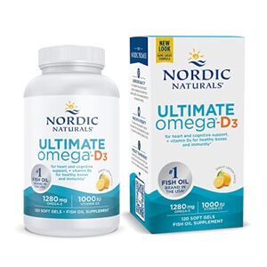 nordic naturals ultimate omega-d3, lemon flavor – 120 soft gels – 1280 mg omega-3 + 1000 iu vitamin d3 – omega-3 fish oil – epa & dha – promotes brain, heart, joint, & immune health – 60 servings