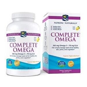 nordic naturals complete omega, lemon flavor – 180 soft gels – 565 mg omega-3 – epa & dha with added gla – healthy skin & joints, cognition, positive mood – non-gmo – 90 servings