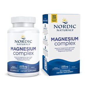 nordic naturals magnesium complex – 90 capsules – 225 mg magnesium – brain & heart health, mood, energy, and muscle relaxation – non-gmo, vegan – 30 servings