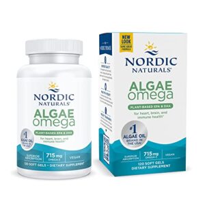 nordic naturals algae omega – 120 soft gels – 715 mg omega-3 – certified vegan algae oil – plant-based epa & dha – heart, eye, immune & brain health – non-gmo – 60 servings