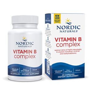 nordic naturals vitamin b complex – 45 capsules – thiamine, riboflavin, niacin, vitamin b6 & b12, folate, biotin, pantothenic acid – heart & brain health, energy, metabolism – non-gmo – 45 servings