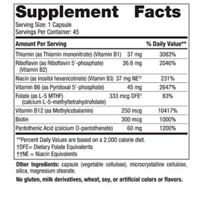 Nordic Naturals Vitamin B Complex - 45 Capsules - Thiamine, Riboflavin, Niacin, Vitamin B6 & B12, Folate, Biotin, Pantothenic Acid - Heart & Brain Health, Energy, Metabolism - Non-GMO - 45 Servings