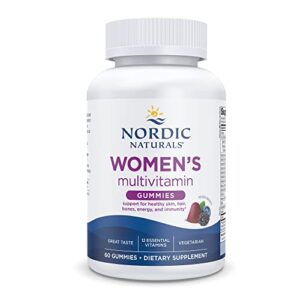 nordic naturals women’s multivitamin gummies, mixed berry – 60 gummies – support for healthy skin, hair, bones, energy & immunity – non-gmo, vegetarian – 30 servings