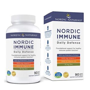 nordic naturals nordic immune daily defense – 90 soft gels – vitamin c, vitamin d3, zinc & elderberry extract – immune support, antioxidant – non-gmo – 30 servings