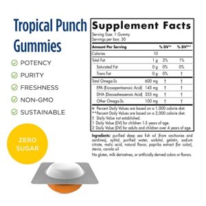 Nordic Naturals Children’s DHA Gummies, Tropical Punch - 30 Gummies for Kids - 600 mg Total Omega-3s with EPA & DHA - Brain Development, Learning, Healthy Immunity - Non-GMO - 30 Servings