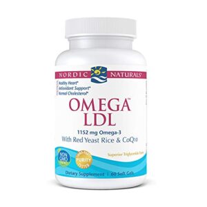 Nordic Naturals Omega LDL, Lemon - 60 Soft Gels - 1152 mg Omega-3 + Red Yeast Rice & CoQ10 - Heart Health, Normal Cholesterol, Antioxidant Support - EPA & DHA - Non-GMO - 20 Servings