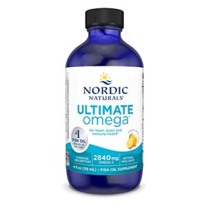 nordic naturals ultimate omega liquid, lemon flavor – 4 oz – 2840 mg omega-3 – high-potency omega-3 fish oil supplement with epa & dha – promotes brain & heart health – non-gmo – 24 servings